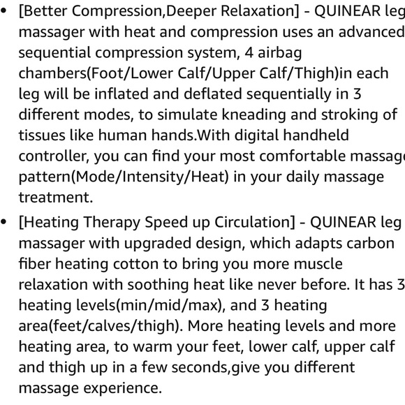 NEW QUINEAR ELECTRONIC AIR LEG COMPRESSION LEG MASSAGER WITH HEAT - Picture 9 of 13